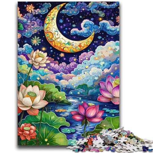 Lotus Moon Puzzle 2000 Teile für Erwachsene und Jugendliche, Spielzeug, Lernspiele, Stressabbau, tolle Geschenke und Spielzeuge (70x100cm) von AADSAZA