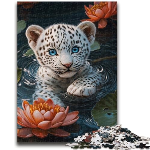 Lotus und Leopard, 1000-teiliges Puzzle für Erwachsene, Geschenk, Denkspiel, Wanddekoration, einzigartige Geburtstags (38x26cm) von AADSAZA