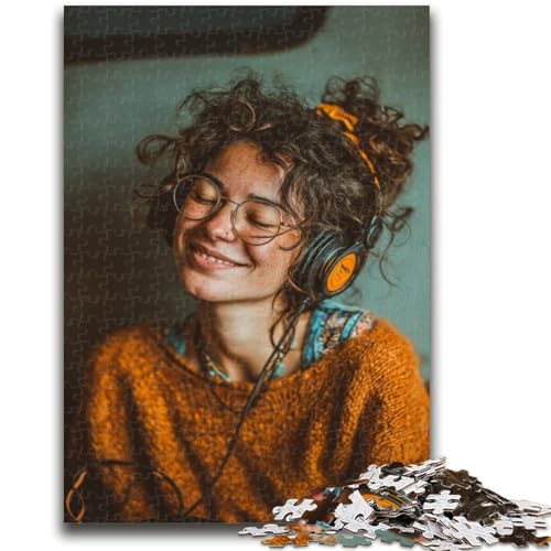 Mädchen hört Musik, 1000-teiliges Puzzle für Teenager, Geschenke, hilft dem Gehirn, süchtig machendes Spielzeug zu trainieren, um Geduld zu fördern, geeignet für Paare (50x75cm) von AADSAZA