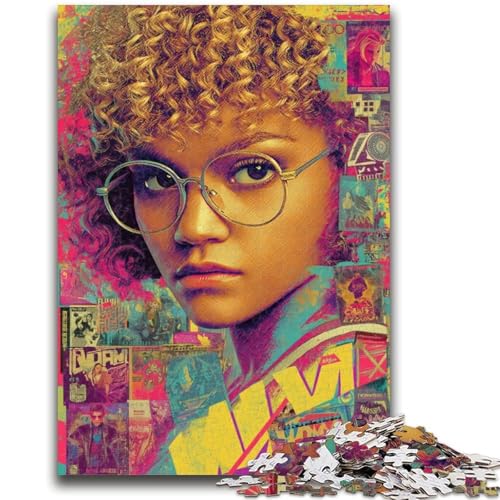 Mädchen mit Brille, Puzzle für Teenager, 1000 Teile, anspruchsvolles Spiel und Familienspiel mit vollständig ineinandergreifenden, zufällig geformten Teilen (38x26cm) von AADSAZA