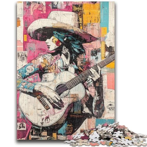 Mädchen spielt Gitarre, 1000 Teile Puzzle für Erwachsene und Jugendliche, Spielzeug, Lernspiele, Stressabbau, Wunschliste mit Weihnachtsmann (38x26cm) von AADSAZA