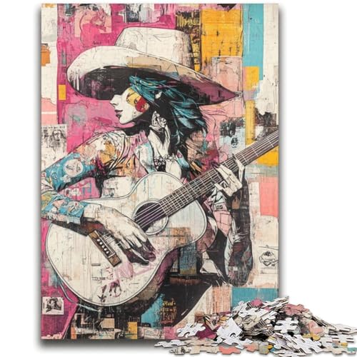 Mädchen spielt Gitarre, 2000 Teile Puzzle für Erwachsene und Jugendliche, Spielzeug, Lernspiele, stressabbauende Wanddekoration (70x100cm) von AADSAZA