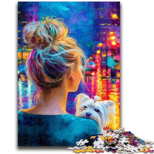Mädchen- und Hunde-Puzzles für Erwachsene und Teenager, Puzzle, Spielzeug, Lernspiele, Stressabbau, tolle Geschenke und Spielzeuge (38x26cm) von AADSAZA