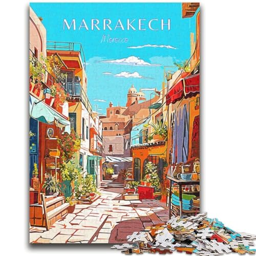 Marrakesch-Reise-Puzzle mit 1000 Teilen, anspruchsvolles Spiel und Wanddekoration für die ganze Familie, einzigartige Geburtstags (38x26cm) von AADSAZA