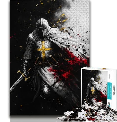 Mittelalterliches Ritter-Puzzle, 1000 Teile, für Erwachsene und Jugendliche, zum Stressabbau, schwierige Herausforderung, einzigartige Heimdekoration und Geschenke (75x50cm) von AADSAZA