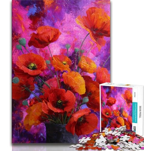 Mohnblumen-Mal-Puzzle für Erwachsene 1000, Staycation-Zeit totschlagen, jedes Teil ist einzigartig – anspruchsvolles Familienspaßspiel (75x50cm) von AADSAZA