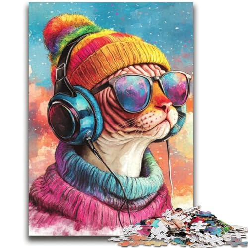 Musik-Katzen-Puzzle für Teenager, 2000 Teile, Lernspiele, Heimdekoration, Geschenk für die ganze Familie (70x100cm) von AADSAZA