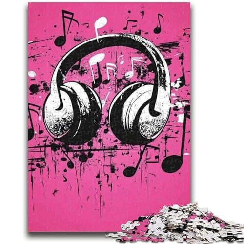 Musiksymbol-Kopfhörer, 1000-teiliges Puzzle für Erwachsene und Jugendliche, als Lernspiel-Herausforderungsspielzeug, ganze Familie (50x75cm) von AADSAZA