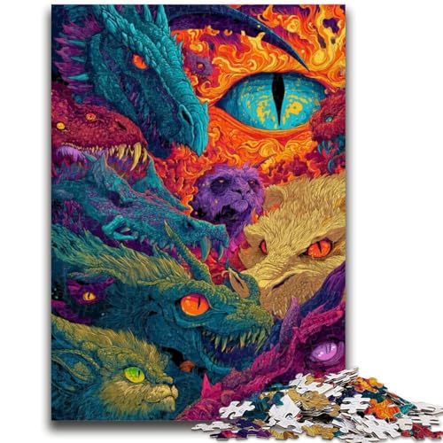 Mysteriöser Drache, Puzzle für Erwachsene, 1000 Teile, hilft dem Gehirn, süchtig machendes Spielzeug zu trainieren, um Geduld bei der Eltern-Kind-Interaktion zu fördern (38x26cm) von AADSAZA