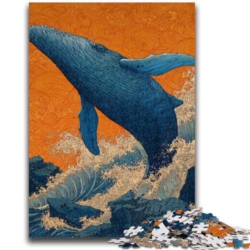 Mysteriöser Wal, 1000 Teile Puzzle für Erwachsene und Jugendliche, Spielzeug, Lernspiele, Stressabbau, Wunschliste mit Weihnachtsmann (38x26cm) von AADSAZA