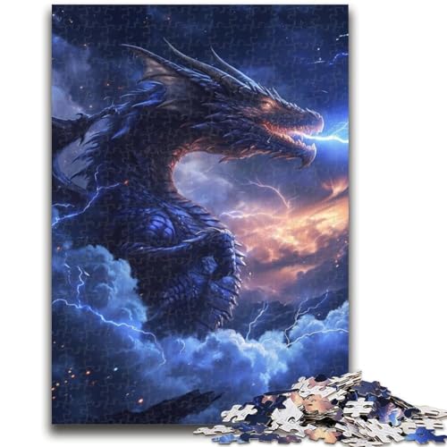 Mysteriöses Drachen-Puzzle für Teenager, 1000 Teile, anspruchsvolles Spiel und Familienspiel mit vollständig ineinandergreifenden, zufällig geformten Teilen (38x26cm) von AADSAZA
