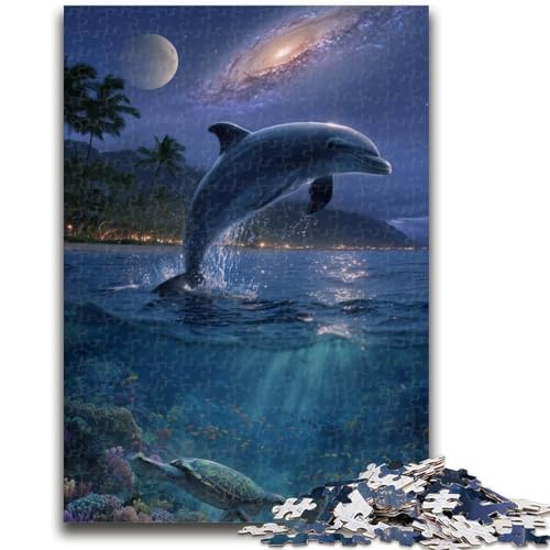 Nachtdelfin-Puzzle für Erwachsene, 1000 Teile, anspruchsvolles Spiel und Familienspiel, ganze Familie (50x75cm) von AADSAZA