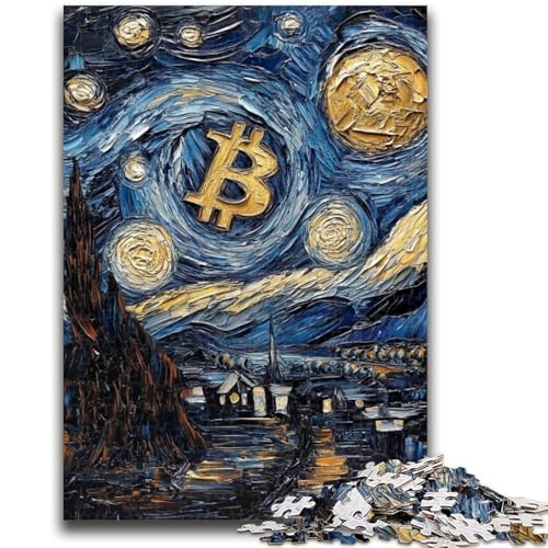 Nachthimmel-Bitcoin-Puzzles für Teenager, 1000 Puzzles, Spielzeug, Lernspiele, Stressabbau, geeignet als Schreibtischdekoration (38x26cm) von AADSAZA