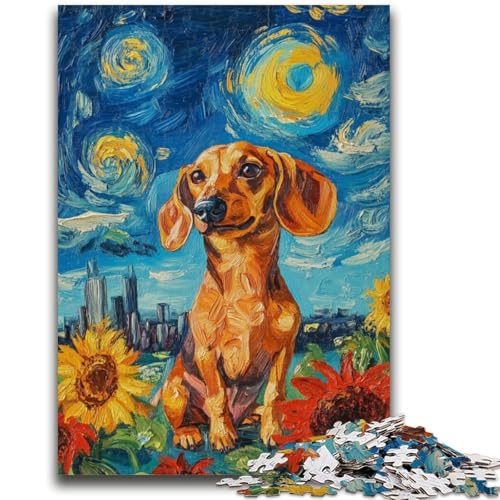 Nachthimmel-Dackel-Puzzle für Erwachsene, 1000 Teile, Lernspielzeug, Familienspiele, Geschenke für Freunde und Familie (38x26cm) von AADSAZA