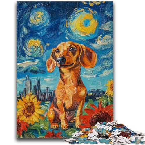 Nachthimmel-Dackel-Puzzle für Teenager, 1000 Teile, dekomprimierendes intellektuelles Lernspielzeug, tolle Geschenke und Spielzeuge (50x75cm) von AADSAZA