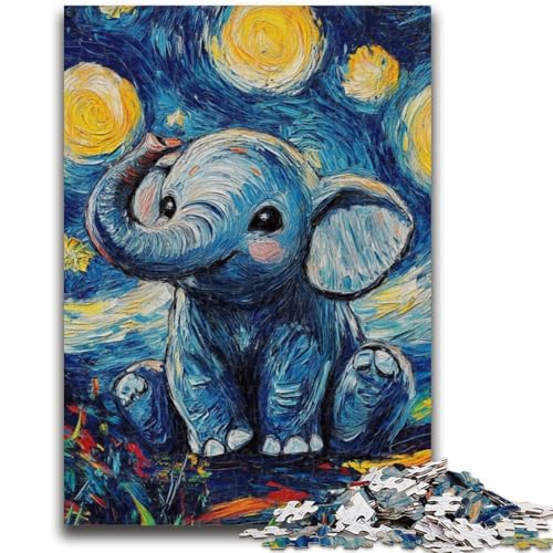 Nachthimmel-Elefanten-Puzzle für Teenager, 1000 Teile, dekomprimierendes intellektuelles Lernspielzeug, tolle Geschenke und Spielzeuge (38x26cm) von AADSAZA