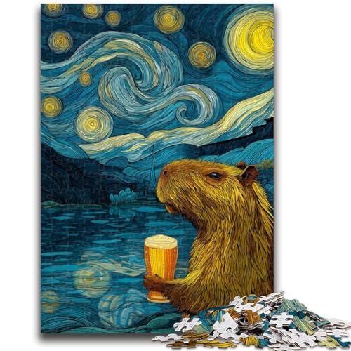 Nachthimmel-Frosch, 1000-teiliges Puzzle für Erwachsene und Jugendliche, Spielzeug, Lernspiele, Stressabbau, geeignet als Schreibtischdekoration (50x75cm) von AADSAZA