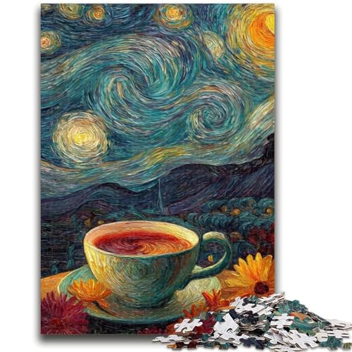Nachthimmel-Kaffee, 1000 Teile, Puzzle für Erwachsene und Jugendliche, Spielzeug, Lernspiele, Stressabbau, geeignet als Schreibtischdekoration (38x26cm) von AADSAZA