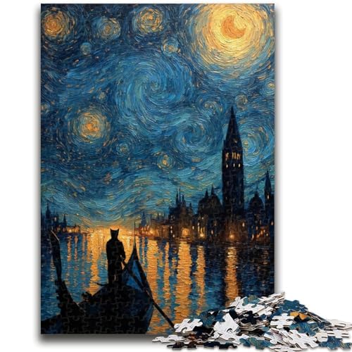 Nachthimmel-Katze, 1000-teiliges Puzzle für Erwachsene und Jugendliche, Denkspiel, Wanddekoration, einzigartige Geburtstags (38x26cm) von AADSAZA