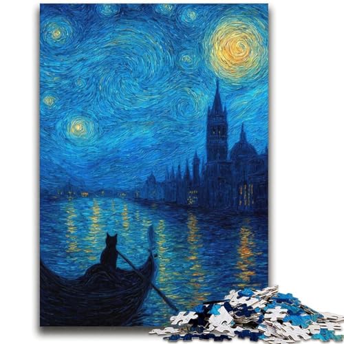 Nachthimmel-Katze, 2000 Teile, Puzzle für Erwachsene und Jugendliche, Spielzeug, Lernspiele, stressabbauende Wanddekoration (70x100cm) von AADSAZA