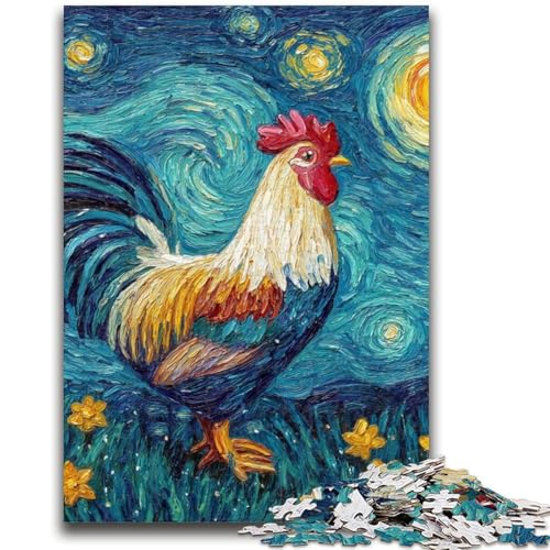 Nachthimmel-Puzzle mit Hahn, 1000 Teile, für Teenager, Denkspiel, Wanddekoration, einzigartige Geburtstags (50x75cm) von AADSAZA