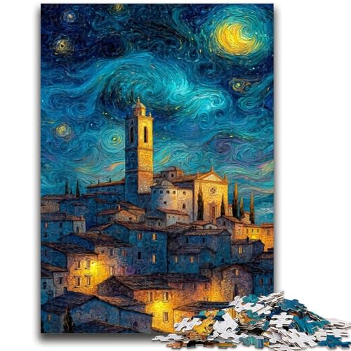 Nachthimmel-Stadtbild, 1000-teiliges Puzzle für Erwachsene und Jugendliche, Spielzeug, Lernspiele, stressabbauende Wanddekoration (50x75cm) von AADSAZA