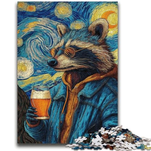 Nachthimmel-Waschbär, 2000 Teile, Puzzle für Erwachsene und Jugendliche, Stressabbau, schwierige Herausforderung, gutes Geschenk für die ganze Familie (70x100cm) von AADSAZA