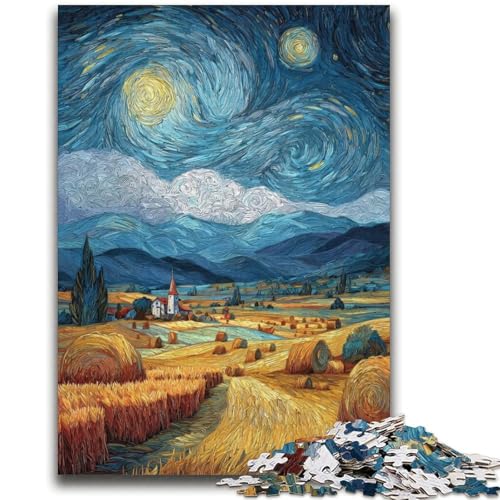 Nachthimmel-Weizenfeld, 2000 Teile, Puzzle für Erwachsene und Jugendliche, Spielzeug, Lernspiele, stressabbauende Wanddekoration (70x100cm) von AADSAZA