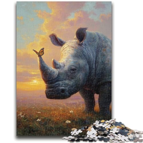Nashorn und Vogel, 1000 Teile Puzzle für Erwachsene und Jugendliche, Spielzeug, Lernspiele, Stressabbau, tolle Geschenke und Spielzeuge (38x26cm) von AADSAZA