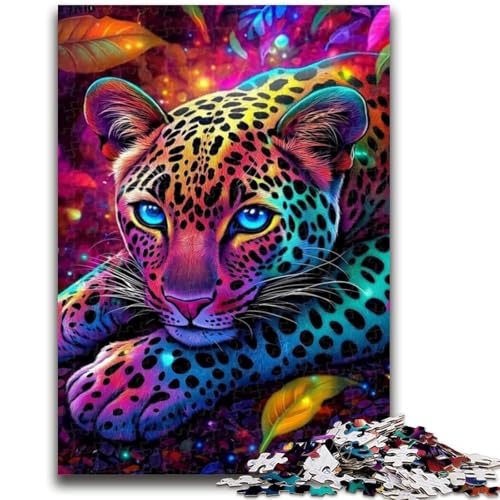 Neon Leopard 1000-teiliges Puzzle für Erwachsene, Geschenk, Denkspiel, Wanddekoration, einzigartige Geburtstags (38x26cm) von AADSAZA