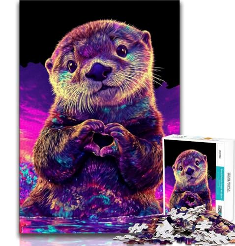 Neon Otter 1000-teiliges Puzzle für Erwachsene und Jugendliche, Lernspiele, Heimdekoration, Geschenk für die ganze Familie (75x50cm) von AADSAZA