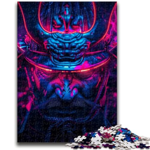 Neon-Samurai-Krieger-Puzzle für Teenager, 1000 Teile, Lernspielzeug, ganze Familie (50x75cm) von AADSAZA