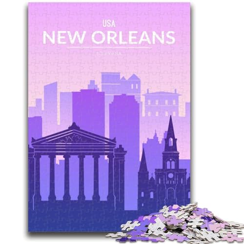 New Orleans 1000-teiliges Puzzle für Jugendliche und Erwachsene, Stressabbau, schwierige Herausforderung, stärkt die Liebe zwischen Paaren (50x75cm) von AADSAZA