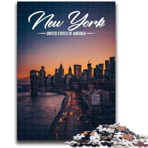 New York 1000-teiliges Puzzle für Erwachsene und Jugendliche, Lernspiel, Herausforderung, Spielzeug, einzigartige Heimdekoration und Geschenke (38x26cm) von AADSAZA