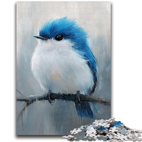 Niedlicher Kleiner Blauer Vogel, 1000 Teile Puzzle für Erwachsene und Jugendliche, Familienspiel, Stressabbau, schwierige Herausforderung, Künstlersammlung, bildende Kunst (38x26cm) von AADSAZA