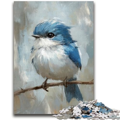 Niedlicher Kleiner Blauer Vogel, 1000 Teile Puzzle für Erwachsene und Jugendliche, Spielspielzeug, jedes Teil ist einzigartig – anspruchsvolles Familienspiel (50x75cm) von AADSAZA