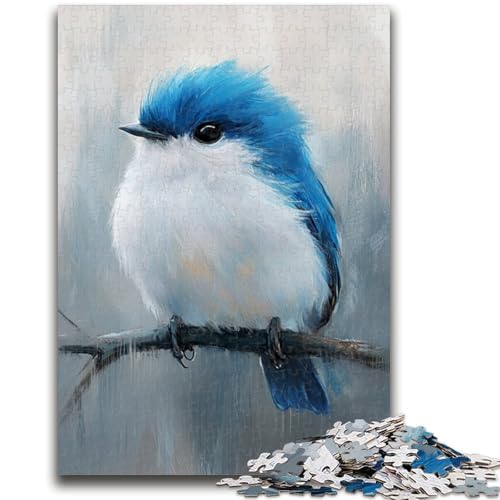 Niedlicher Kleiner Blauer Vogel, Puzzle für Erwachsene, 1000 Teile, Lernspielzeug, Familienspiele mit passendem Poster und Quizblatt (50x75cm) von AADSAZA