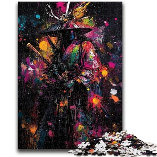 Ninja-Samurai-Ölgemälde-Puzzles für Teenager, 1000-teiliges Puzzle, Denkspiel, Wanddekoration, einzigartige Geburtstags (38x26cm) von AADSAZA
