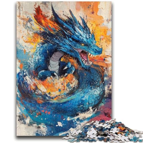 Ölgemälde-Drache, Puzzle für Erwachsene, 1000 Teile, hilft dem Gehirn, süchtig machendes Spielzeug zu trainieren, um Geduld bei der Eltern-Kind-Interaktion zu fördern (50x75cm) von AADSAZA