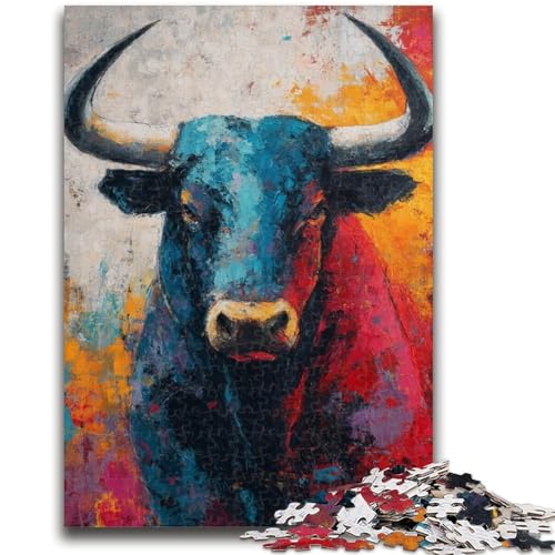 Ölgemälde mit Stier, 1000-teiliges Puzzle für Erwachsene und Jugendliche, Quizspiel, Wanddekoration, einzigartige Geburtstags (38x26cm) von AADSAZA