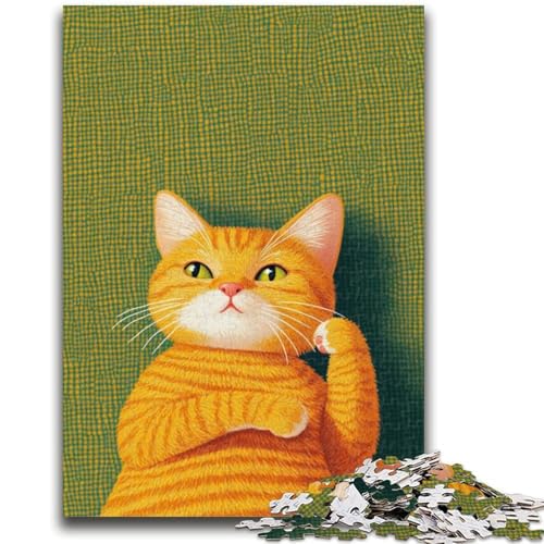 Orangefarbenes Katzen-Puzzle mit 1000 Teilen für Erwachsene und Jugendliche, anspruchsvolles Spiel und Familienspiel, ganze Familie (38x26cm) von AADSAZA