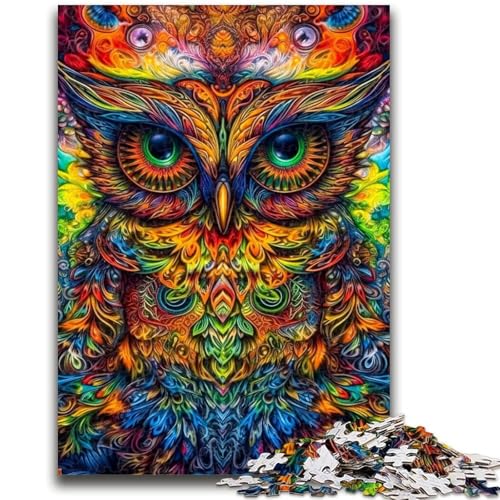 Owl Spirit 1000-teiliges Puzzle für Erwachsene und Jugendliche, Spielzeug, Lernspiele, Stressabbau, Wunschliste mit Weihnachtsmann (38x26cm) von AADSAZA