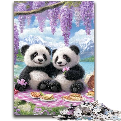 Panda im Urlaub Puzzle 1000 Teile für Erwachsene und Jugendliche, Spielzeug, Lernspiele, Stressabbau, tolle Geschenke und Spielzeuge (50x75cm) von AADSAZA