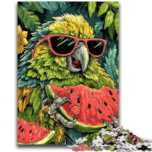 Papagei isst Wassermelone Puzzle für Teenager 1000 Puzzles, Spielzeug Lernspiele Stressabbau Geeignet für Schreibtischdekoration (50x75cm) von AADSAZA