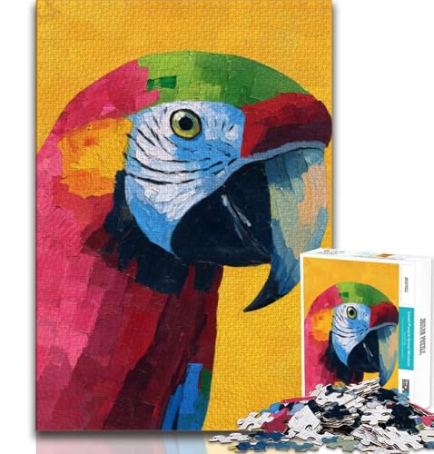 Papageien-Ölgemälde-Puzzle für Erwachsene und Jugendliche, 1000 Teile, Lernspiel, Herausforderungsspielzeug, ganze Familie (38x26cm) von AADSAZA