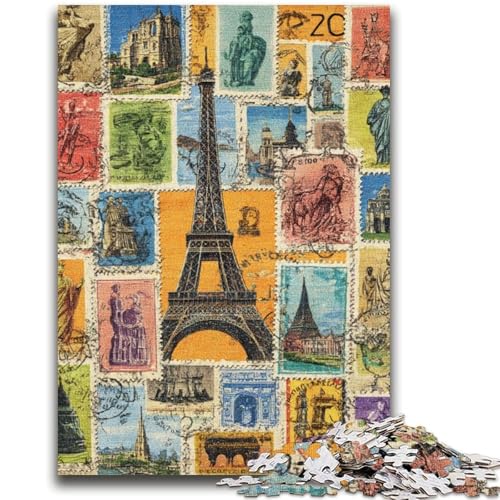 Paris Collage Puzzle 1000 Teile für Teenager, anspruchsvolles Spiel und Familienspiel, Wanddekoration, einzigartige Geburtstags (50x75cm) von AADSAZA