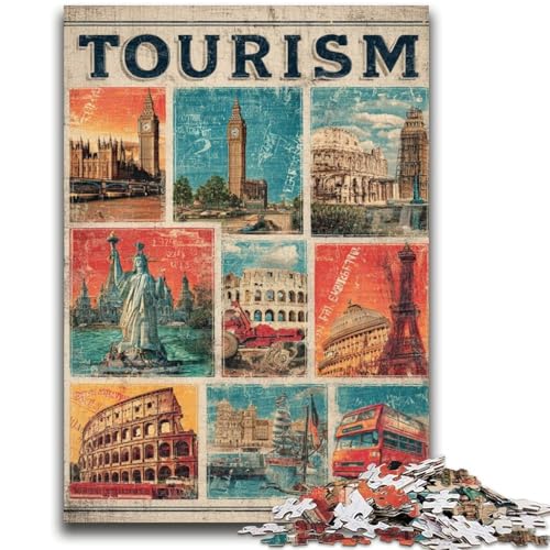 Paris Collage Puzzle 1000 Teile für Teenager Geschenke, Quizspiel Wanddekoration Einzigartige Geburtstags (38x26cm) von AADSAZA