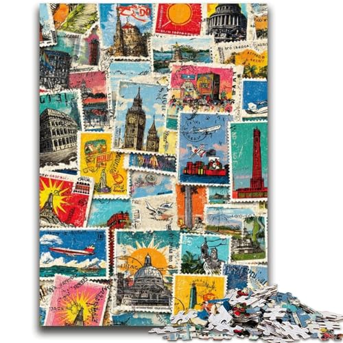 Paris Collage Puzzle für Teenager, 1000 Teile, anspruchsvolles Spielgeschenk, ganze Familie (50x75cm) von AADSAZA