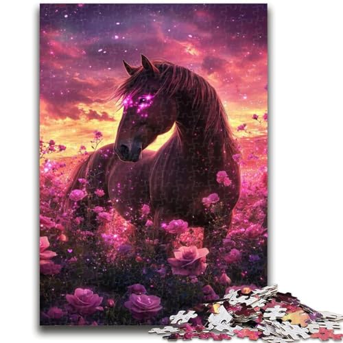 Pferd unter Blumen Puzzle 1000 Teile für Teenager Geschenke, Spielzeug Lernspiele Stressabbau Tolle Geschenke und Spielzeuge (38X26cm) von AADSAZA