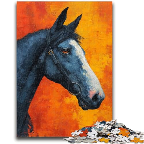 Pferde-Ölgemälde-Puzzle für Teenager, 1000 Teile, Lernspiel, Herausforderungsspielzeug, ganze Familie (50x75cm) von AADSAZA